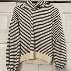 LOFT Gray and White Cowl Neck Sweater